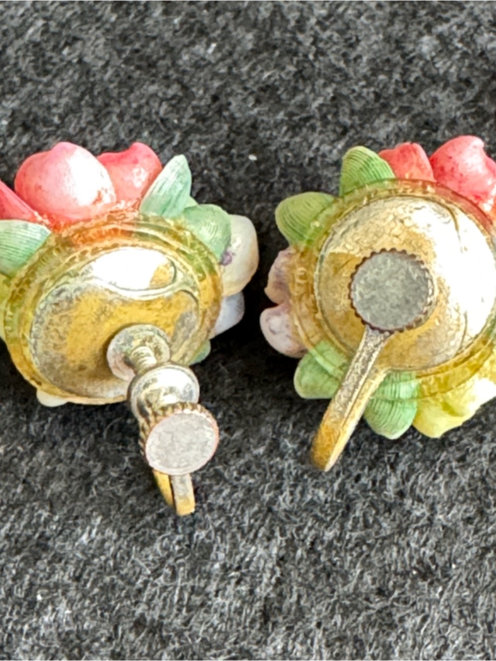 VTG Mid-Century Flower Cluster Earrings Retro 1950s Screw Back Floral - Picture 3 of 4